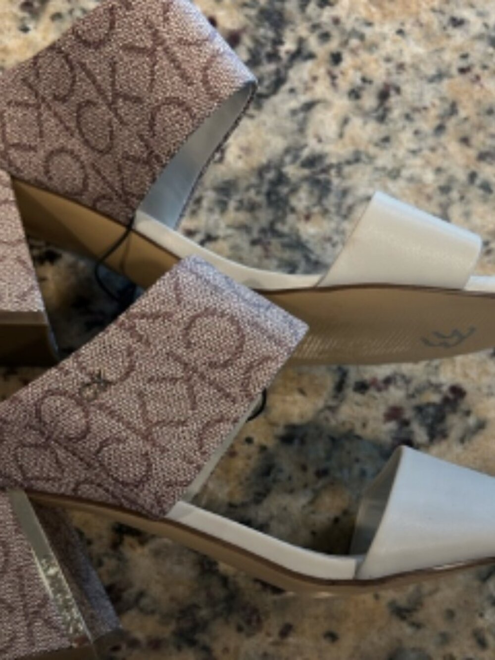 Calvin Klein Women's Cream and Brown high heel formal shoes size 8.